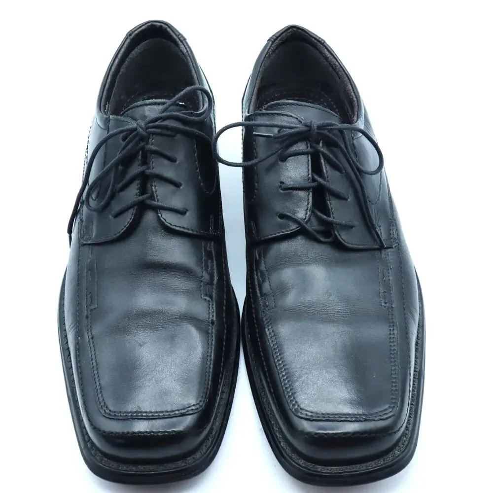 Structure Black Leather SQUARE TOE Oxford Mens Dress Shoes Lace Up 10 Work